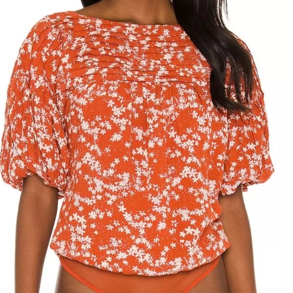 Free People Dessa Bodysuit in Rust Combo - Picture 4 of 12